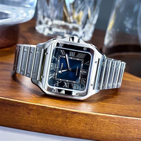 santos cartier blue dial|cartier santos 100 carbon.